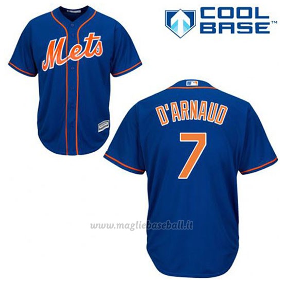 Maglia Baseball Uomo New York Mets Travis D'arnaud 7 Blu Alterner 1ªCool Base